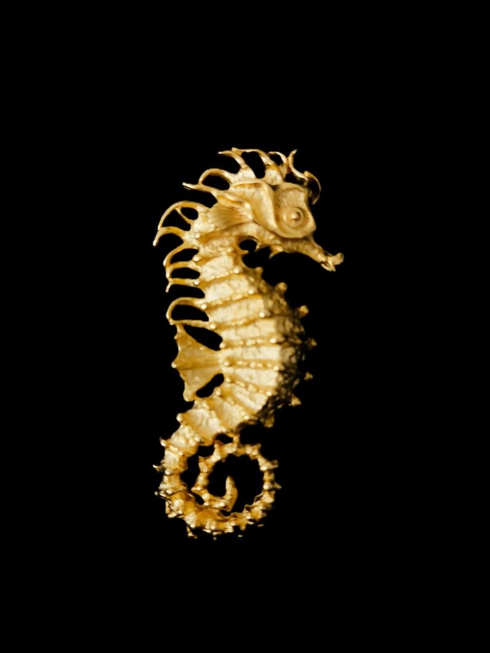 Vintage 1980s Large Sculptural Seahorse Brooch JJ Jonette 3-D